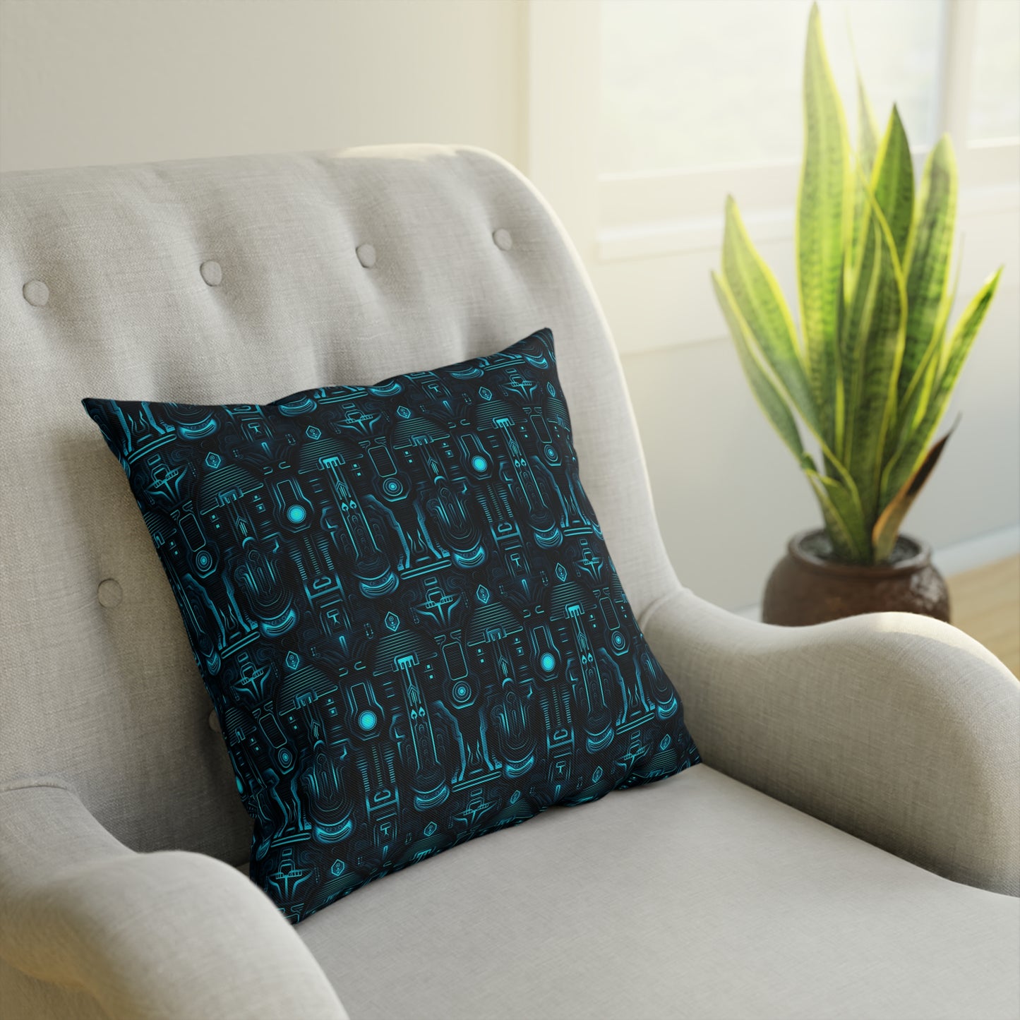 Cushions Dark Alien Structures in Blue - Frogos Design