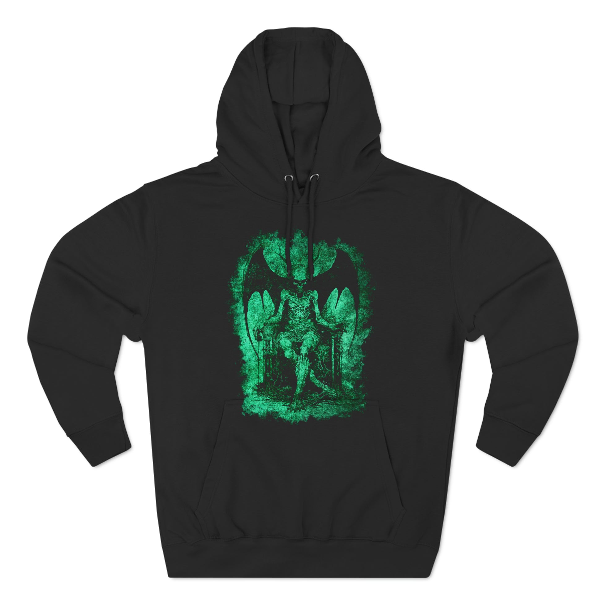 Unisex Pullover Hoodie Devil on his Throne - Green - Frogos Design