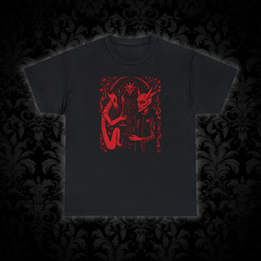 Unisex T-shirt Pact with the Devil in Red - Frogos Design