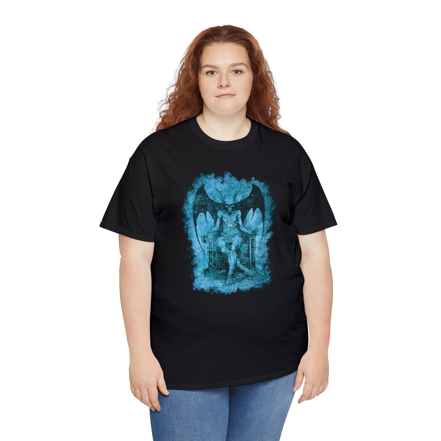 Unisex T-shirt Devil on his Throne in Blue - Frogos Design