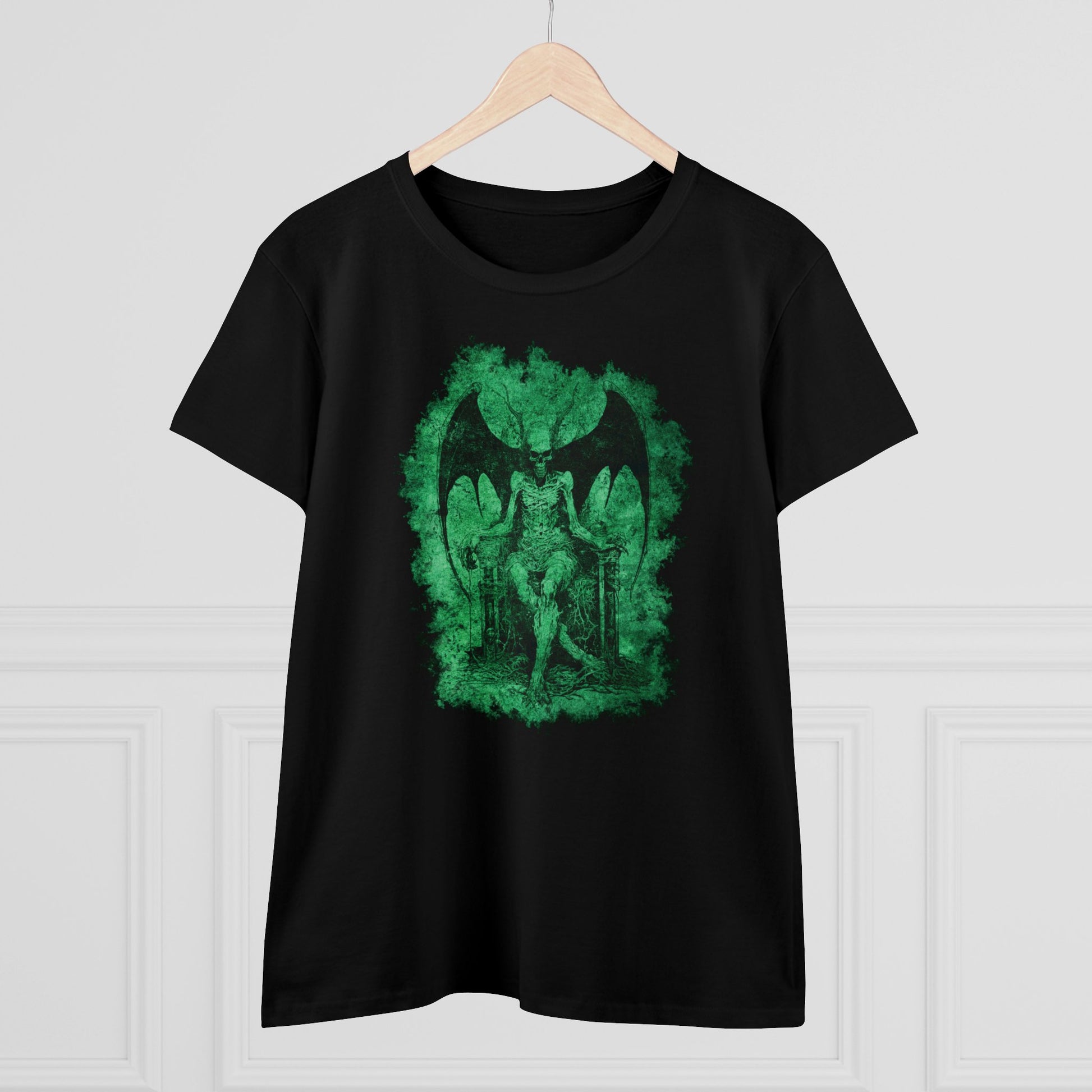 Women's T-shirt Devil on his Throne in Green - Frogos Design