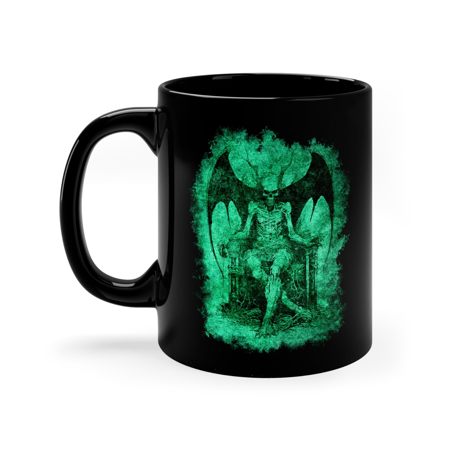 Mug Devil on his Throne in Hell in Green - Frogos Design