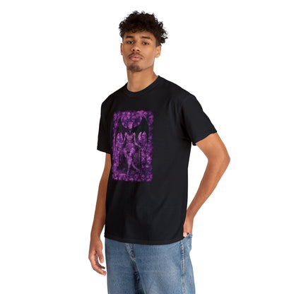 Unisex T-shirt Devil on his Throne in Purple Square - Frogos Design