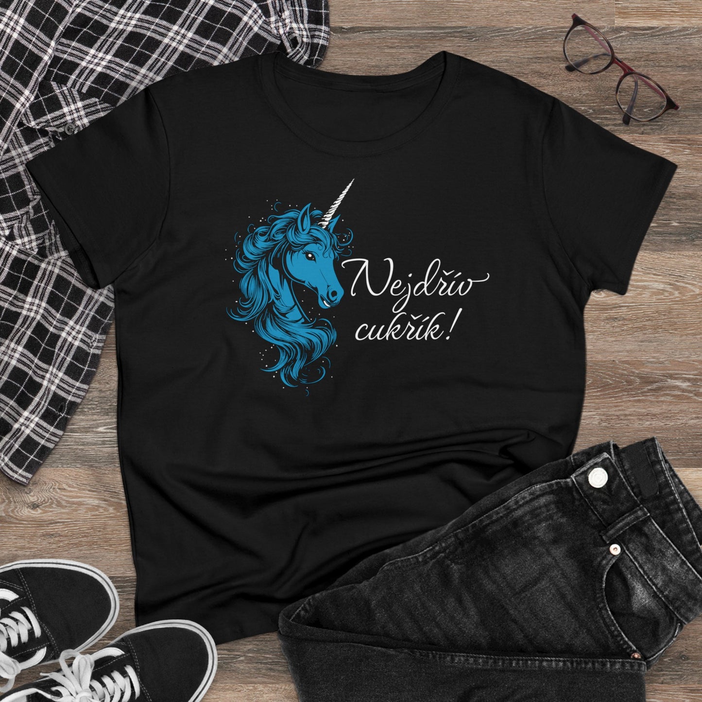 Women's T-shirt Unicorn - First candy in hot blue CZ Edition