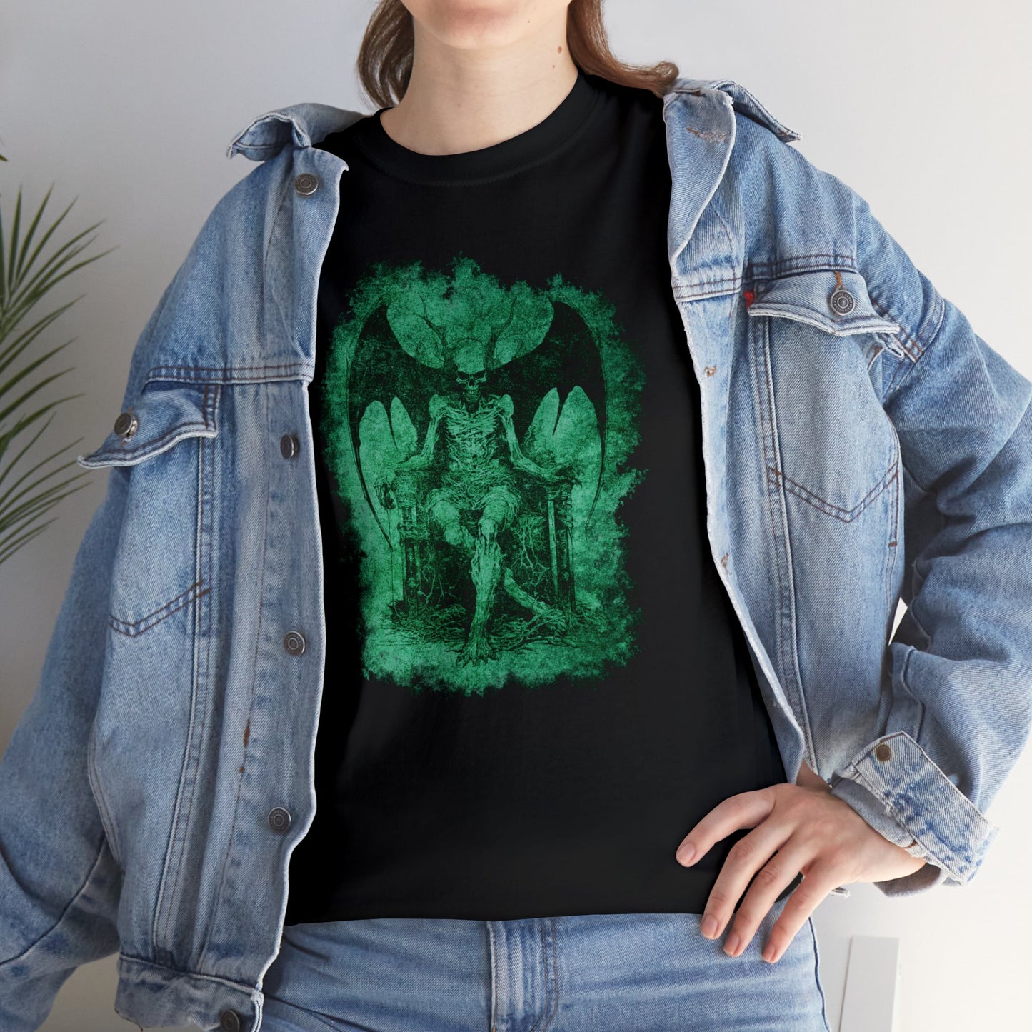 Unisex T-shirt Devil on his Throne in Green - Frogos Design