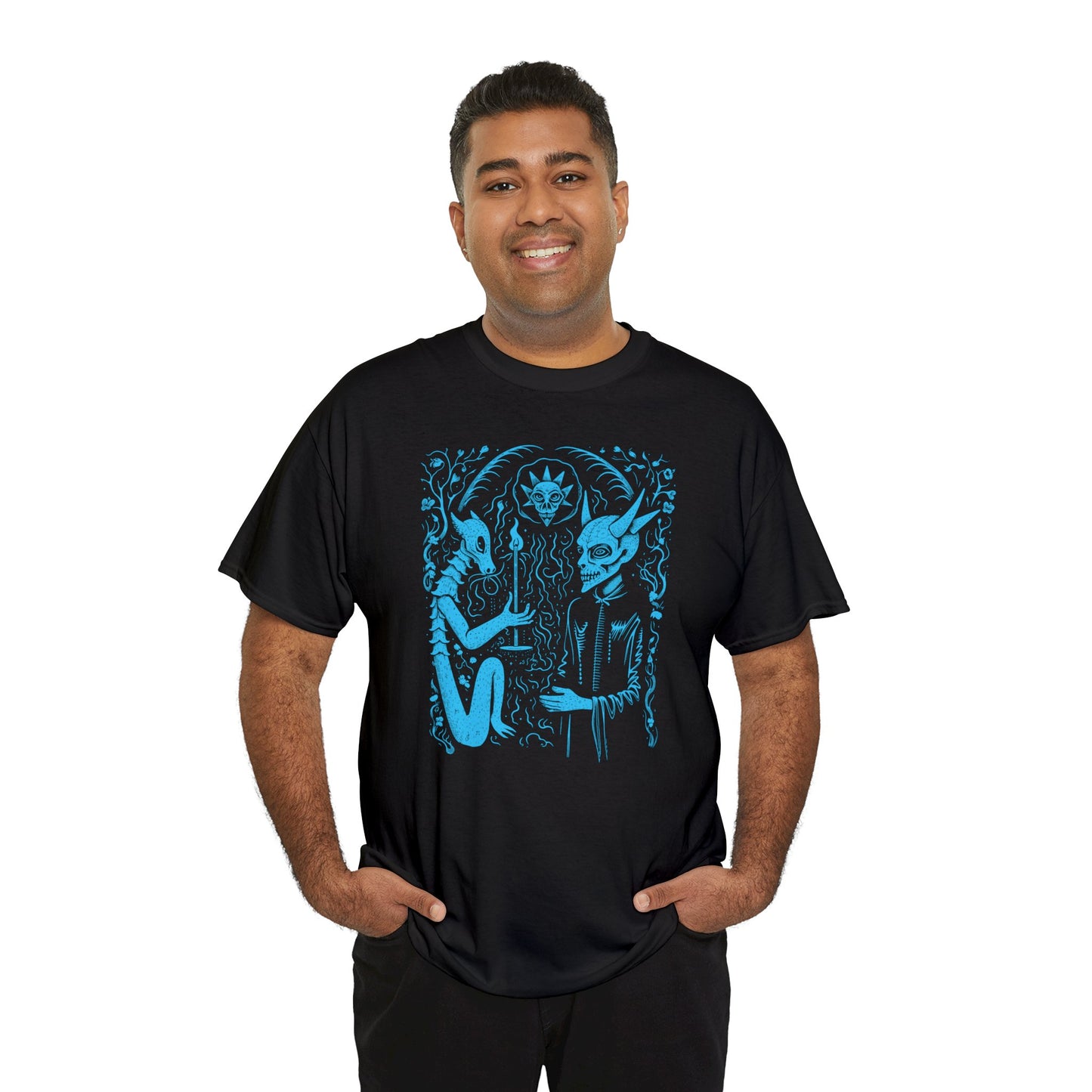 Unisex T-shirt Pact with the Devil in Blue - Frogos Design