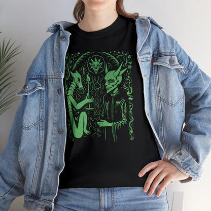 Unisex T-shirt Pact with the Devil in Green - Frogos Design