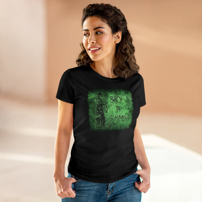 Women's T-shirt Back in Business in Green - Frogos Design