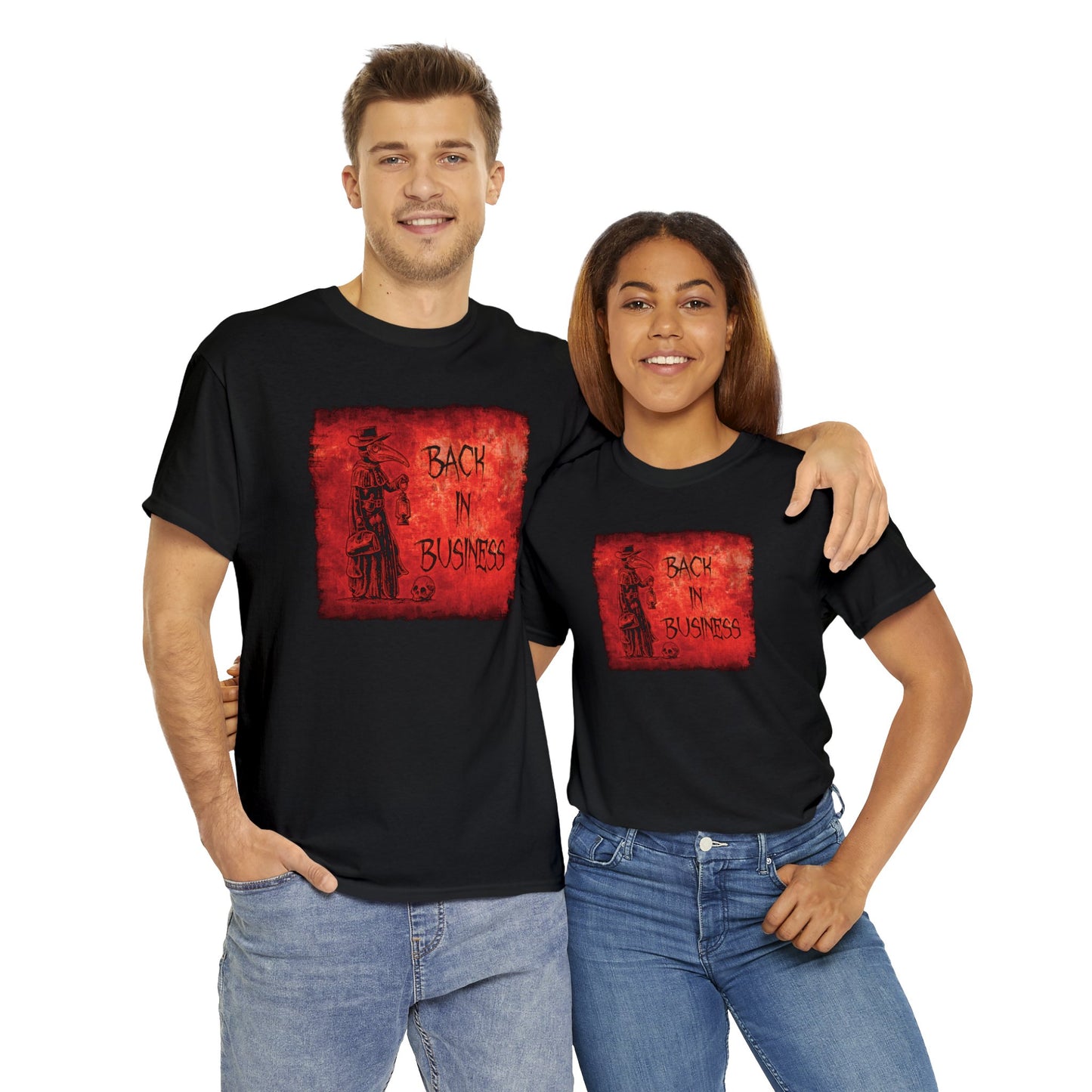 Unisex T-shirt Back in Business in Red - Frogos Design