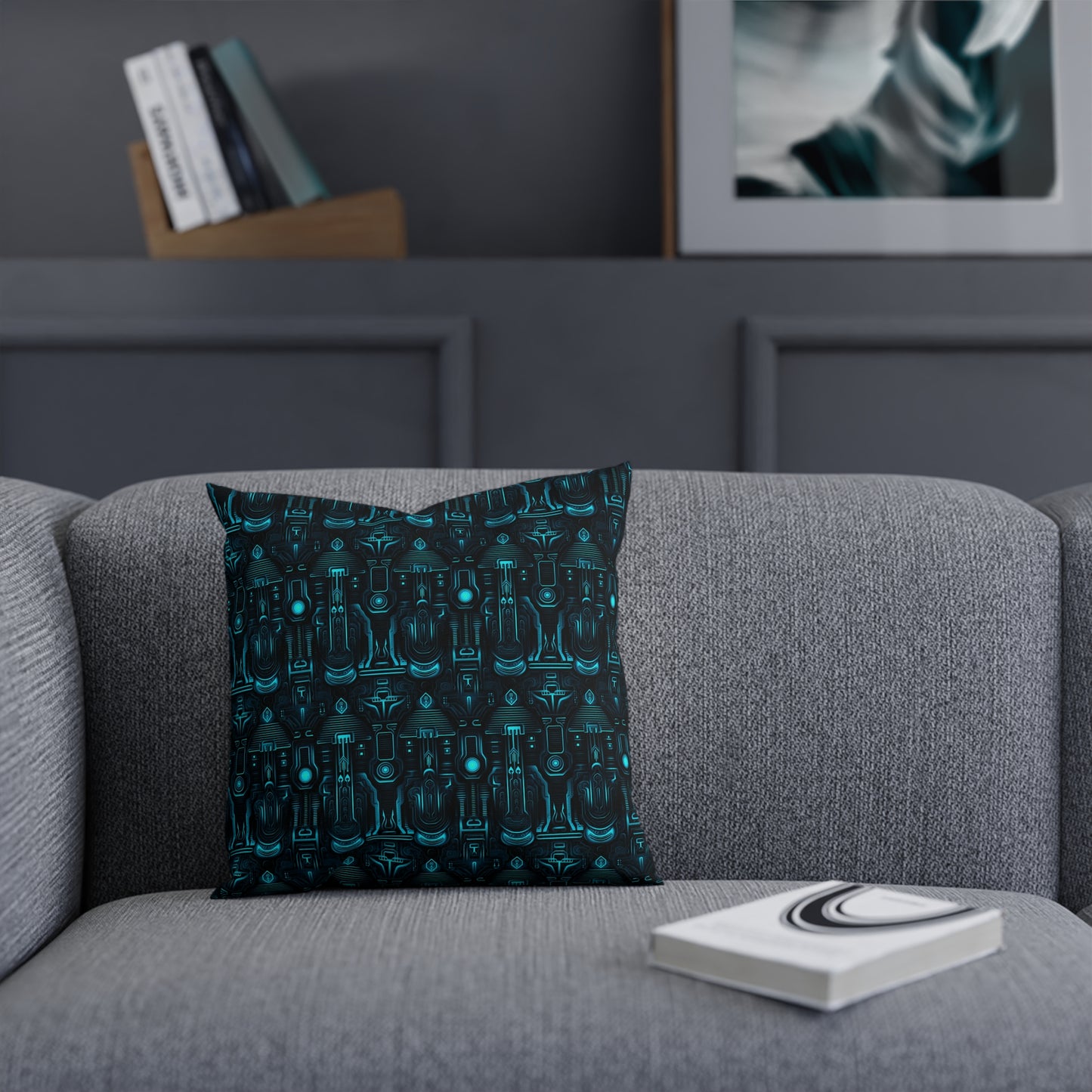 Cushions Dark Alien Structures in Blue - Frogos Design