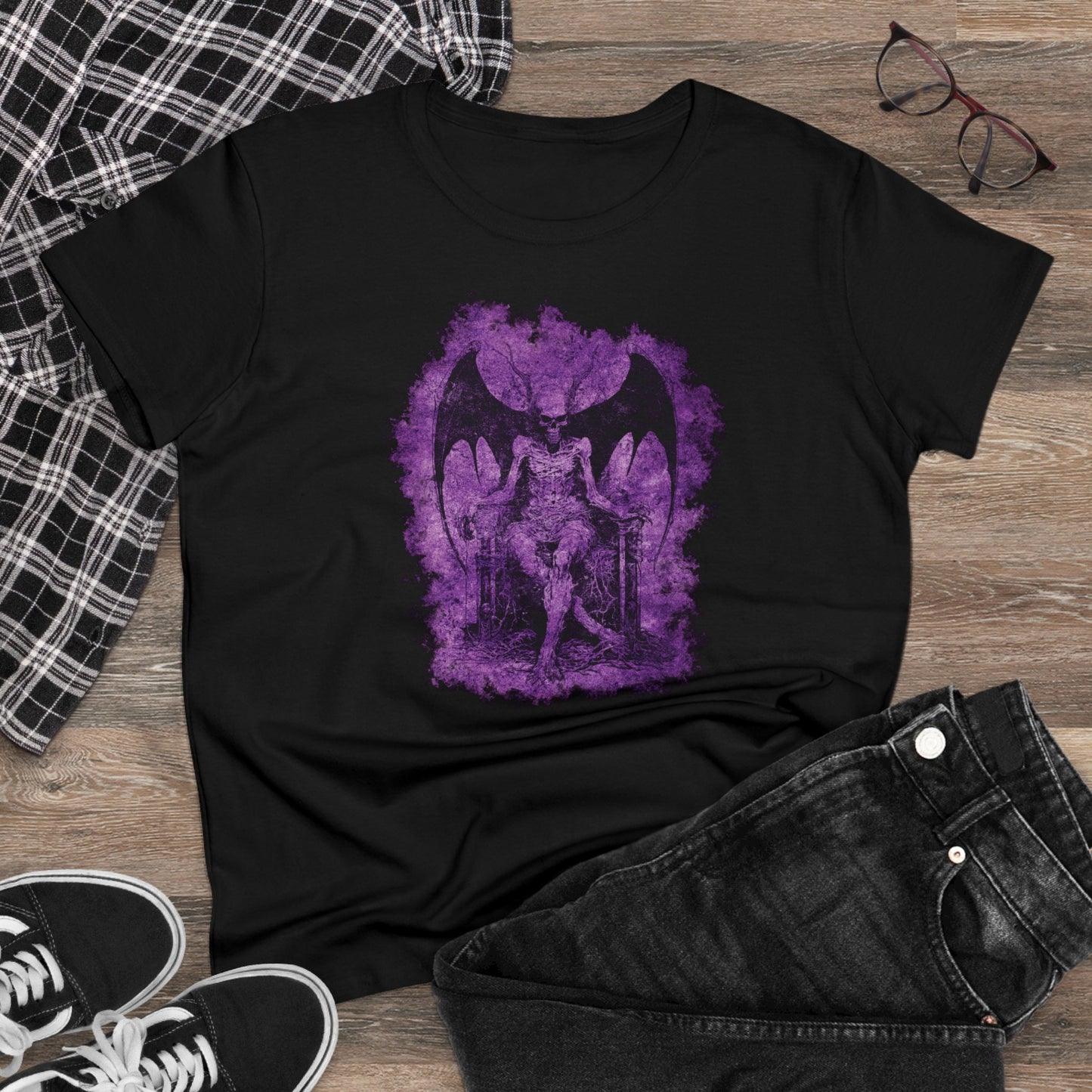 Women's T-shirt Devil on his Throne in Purple - Frogos Design