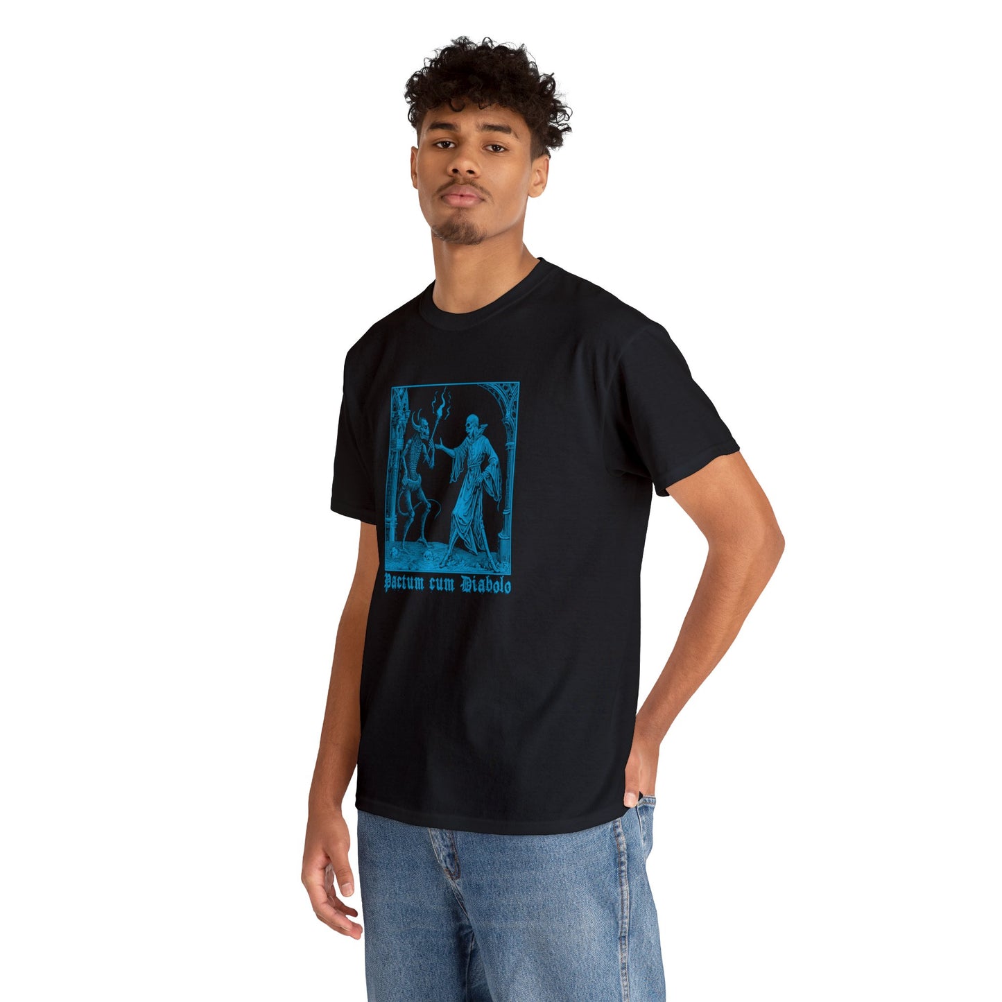 Unisex T-shirt Pactum cum Diabolo in Blue - Frogos Design