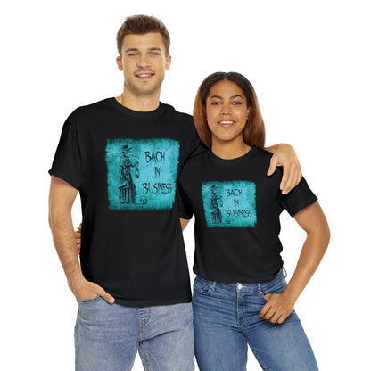 Unisex T-shirt Back in Business in Blue - Frogos Design
