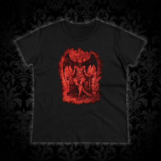 Women's T-shirt Devil on his Throne in Red - Frogos Design