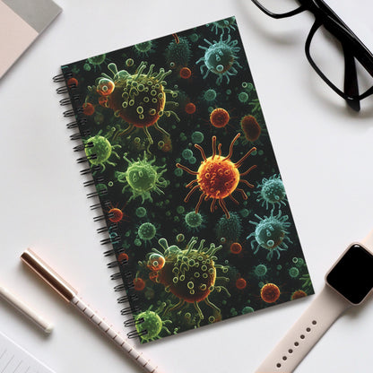 Spiral Notebook Green Bacteria - Frogos Design