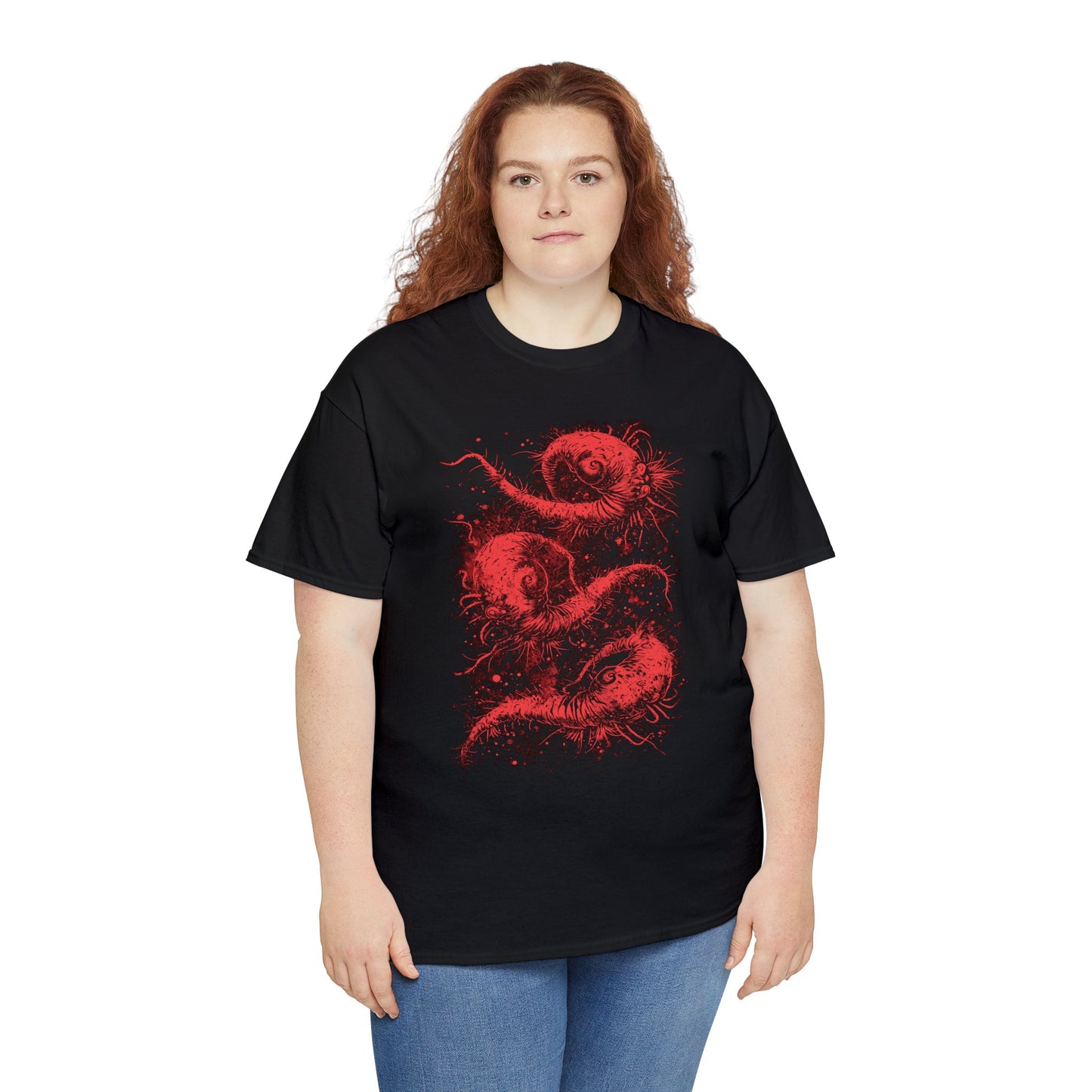 Unisex T-shirt Cosmic Worms in Red - Frogos Design