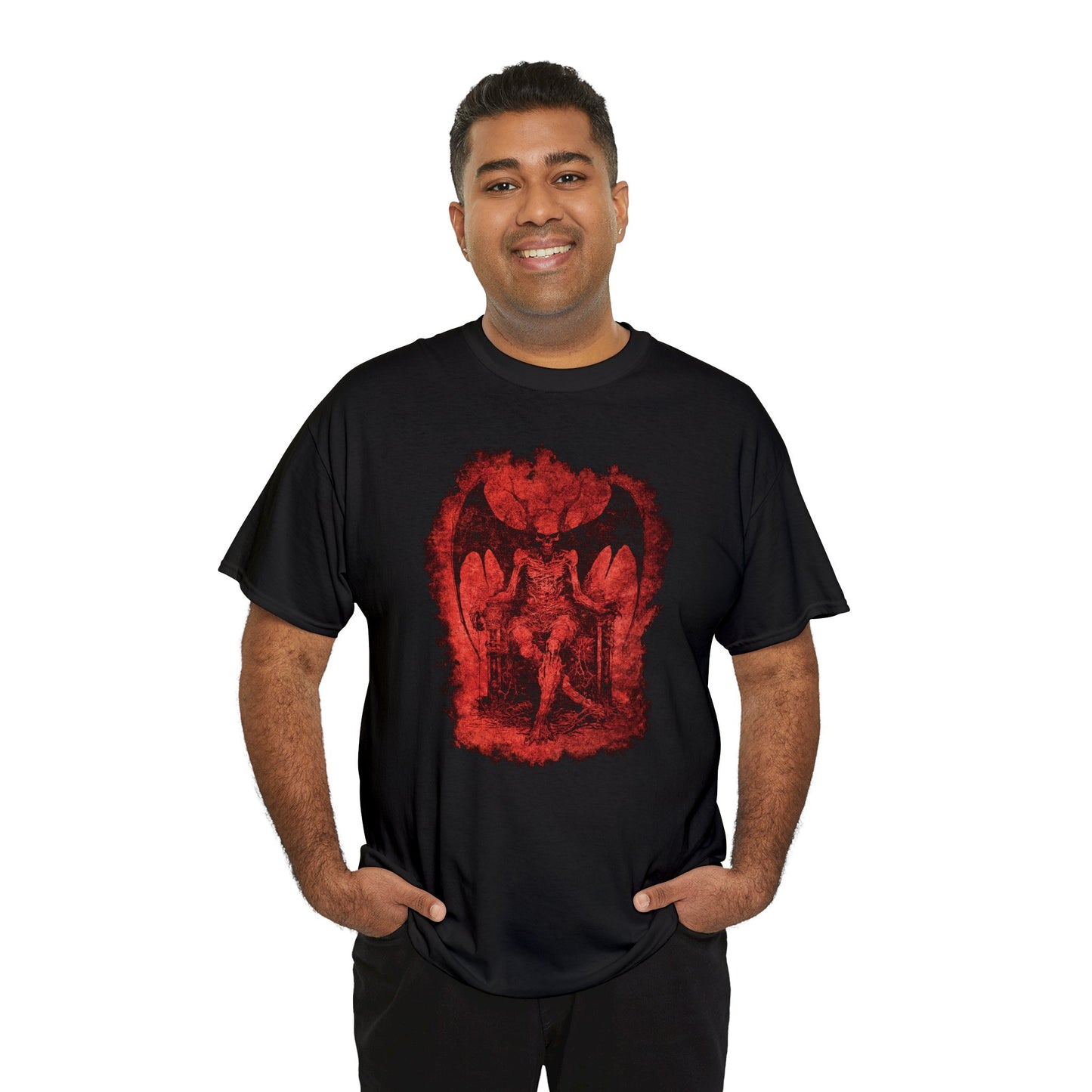 Unisex T-shirt Devil on his Throne in Red - Frogos Design