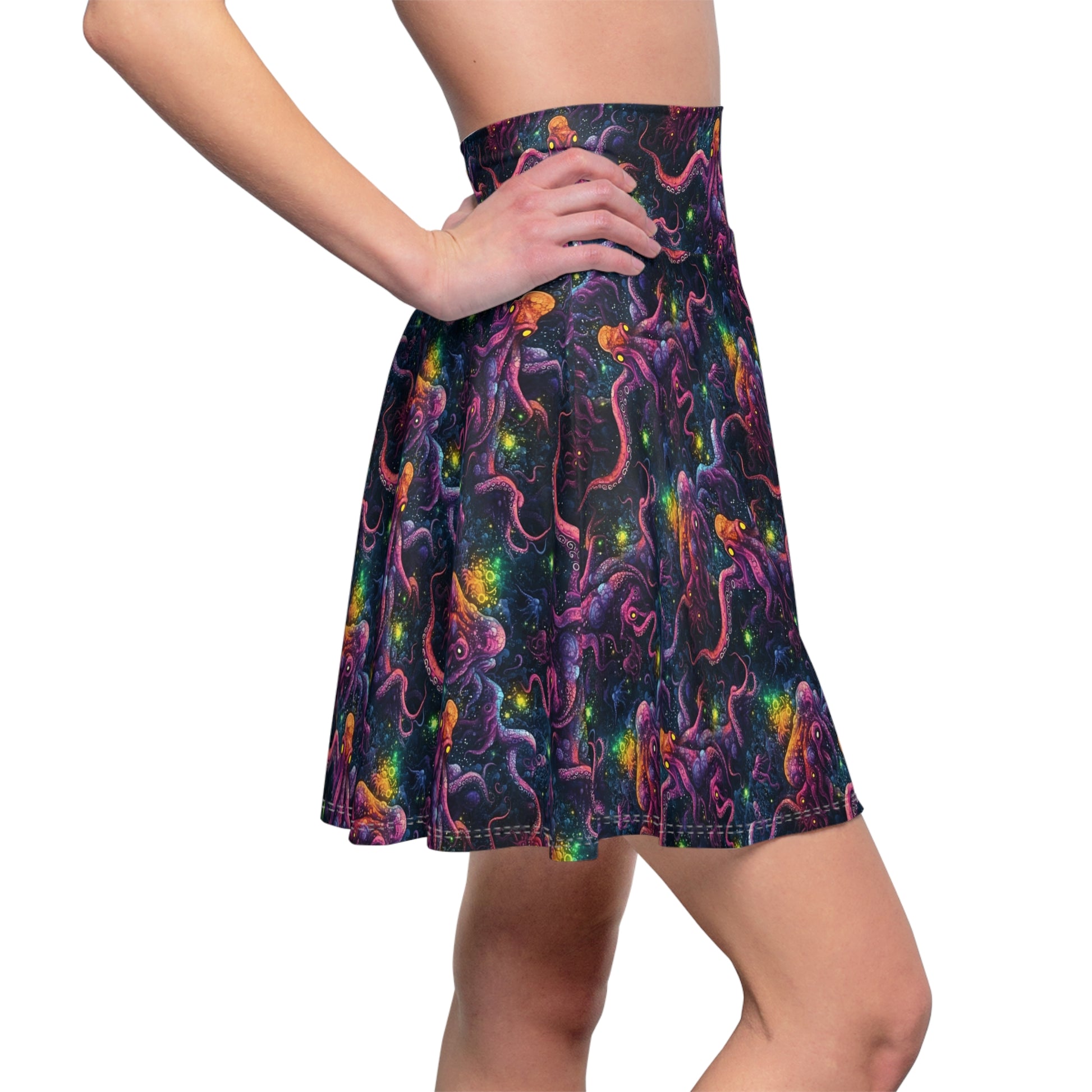 Women's Skater Skirt Purple Cosmic Tentacles - Frogos Design