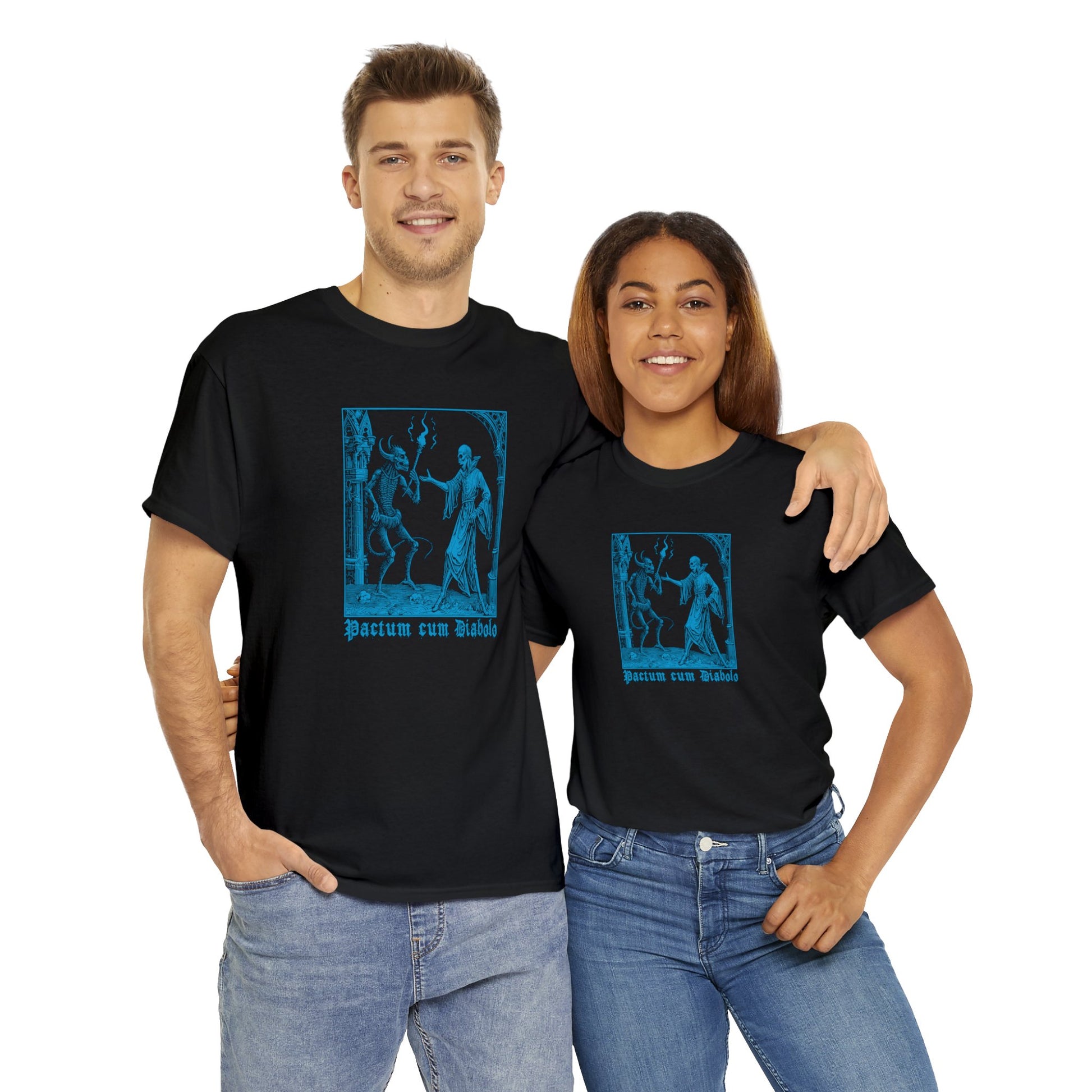 Unisex T-shirt Pactum cum Diabolo in Blue - Frogos Design