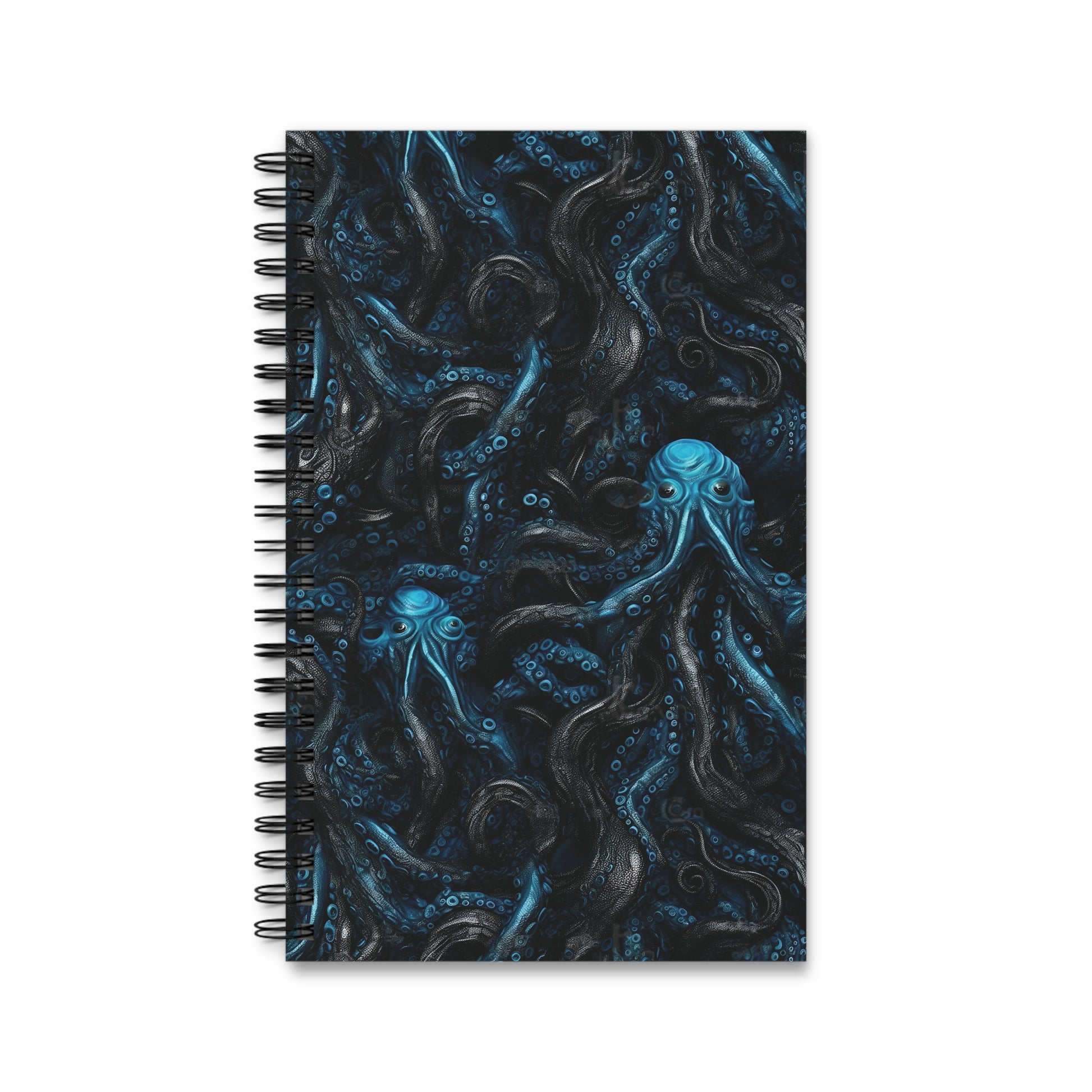 Spiral Notebook Blue Tentacles Horror - Frogos Design