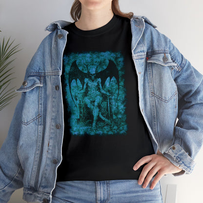 Unisex T-shirt Devil on his Throne in Blue Square - Frogos Design