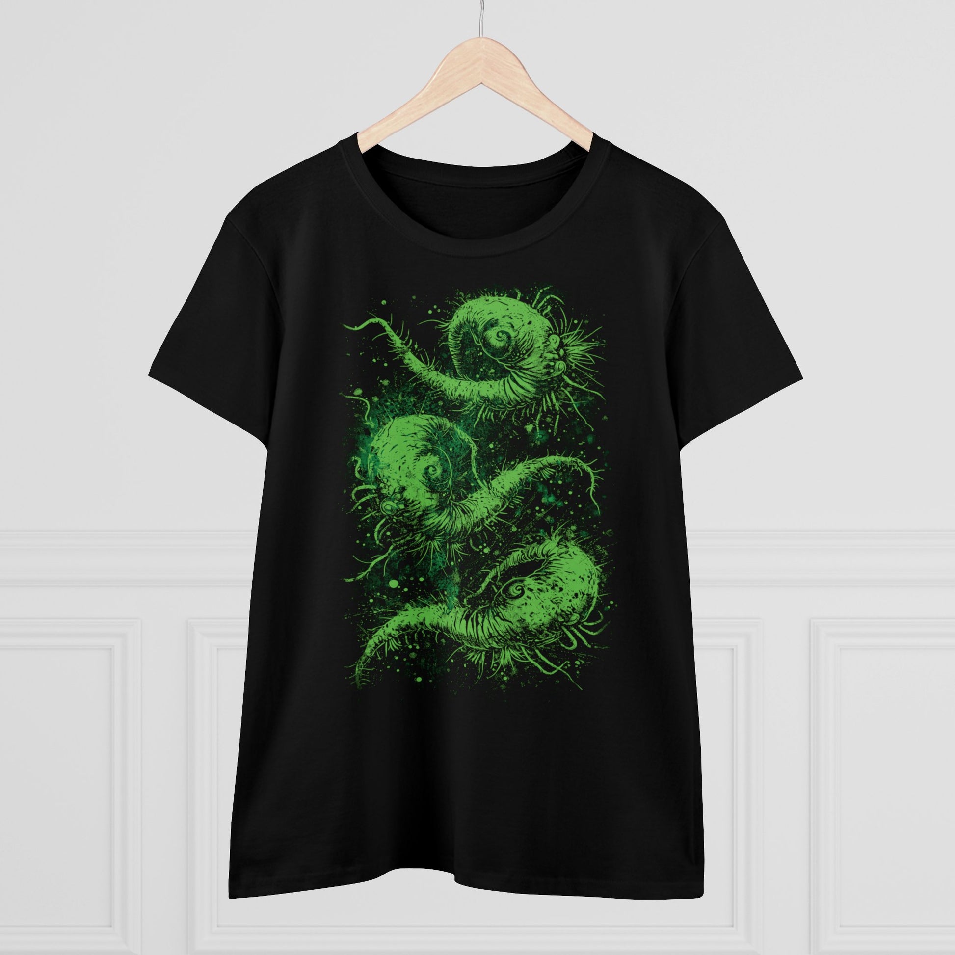 Women's T-shirt Cosmic Worms in Green - Frogos Design
