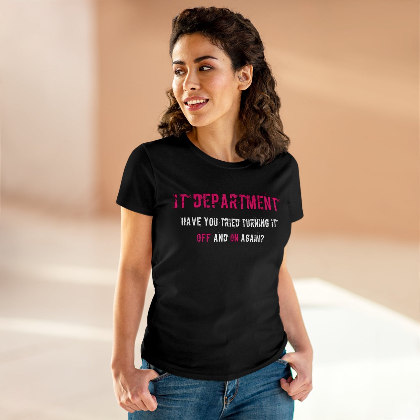 Women's T-shirt IT Support in Pink - Frogos Design
