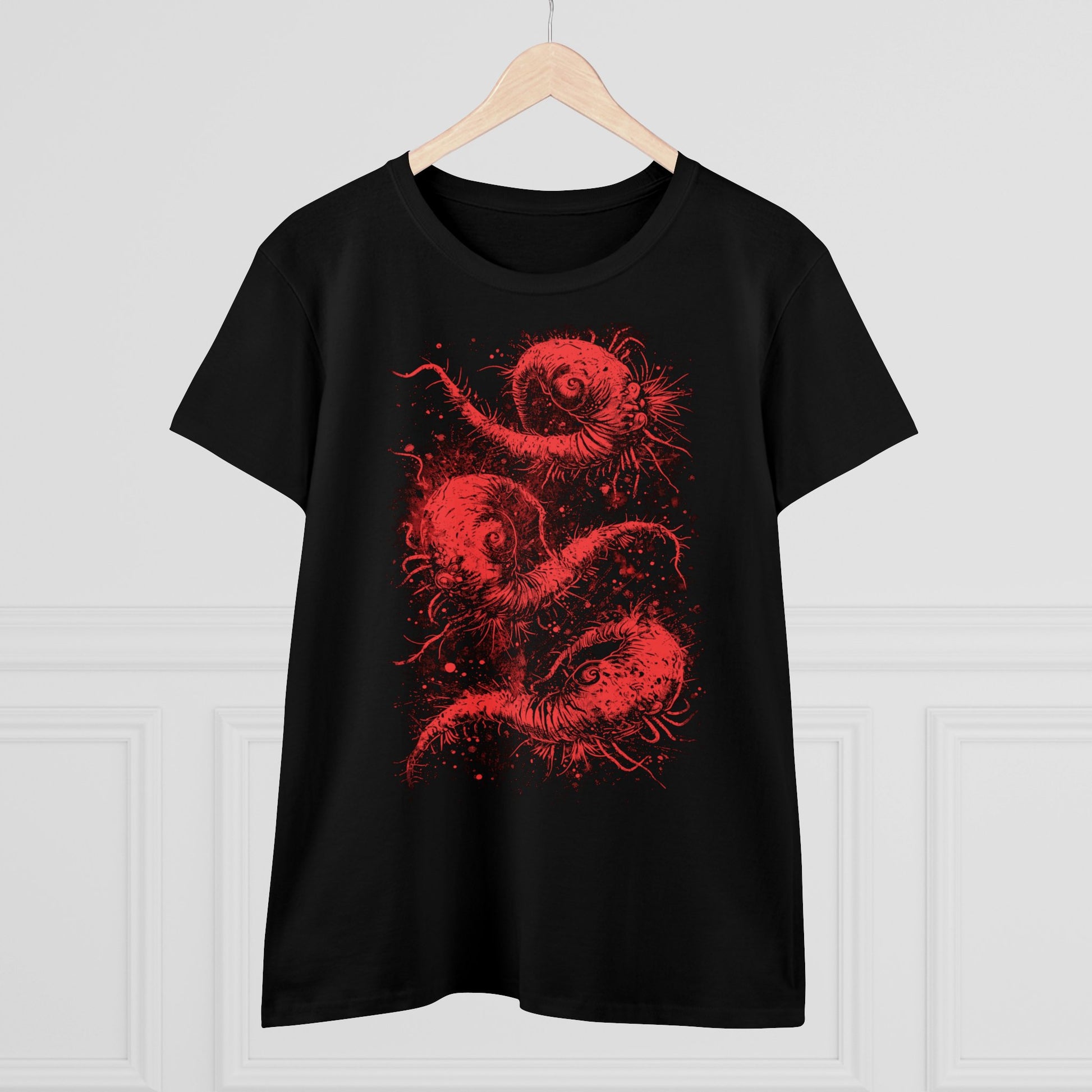 Women's T-shirt Cosmic Worms in Red - Frogos Design
