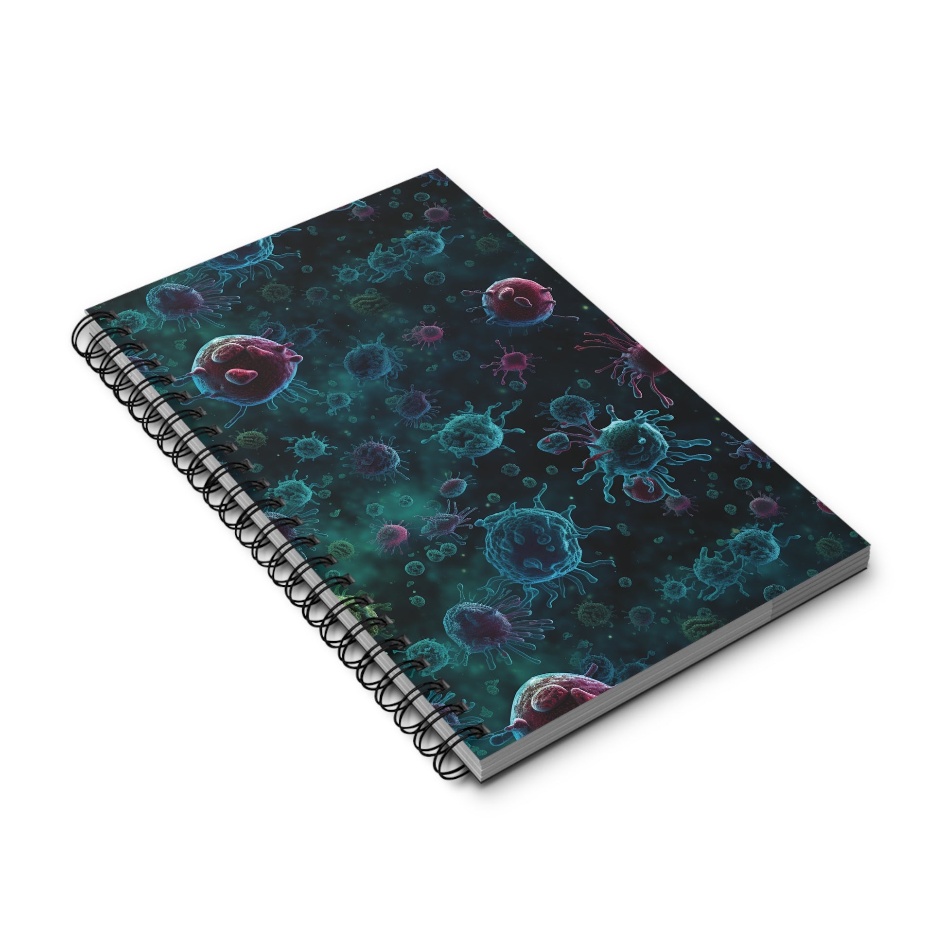 Spiral Notebook Blue Bacteria - Frogos Design