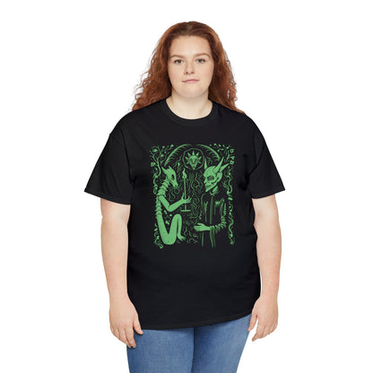 Unisex T-shirt Pact with the Devil in Green - Frogos Design