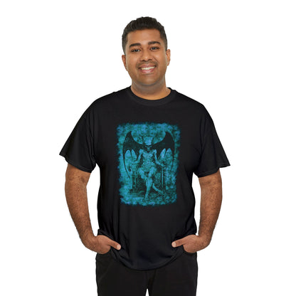 Unisex T-shirt Devil on his Throne in Blue Square - Frogos Design