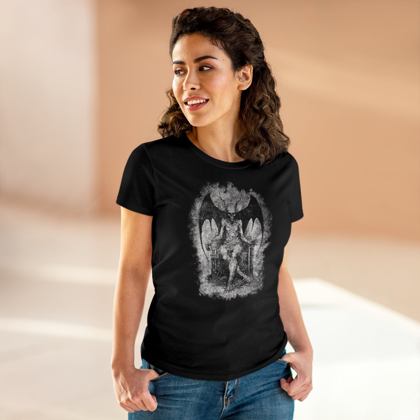 Women's T-shirt Devil on his Throne in Grey - Frogos Design