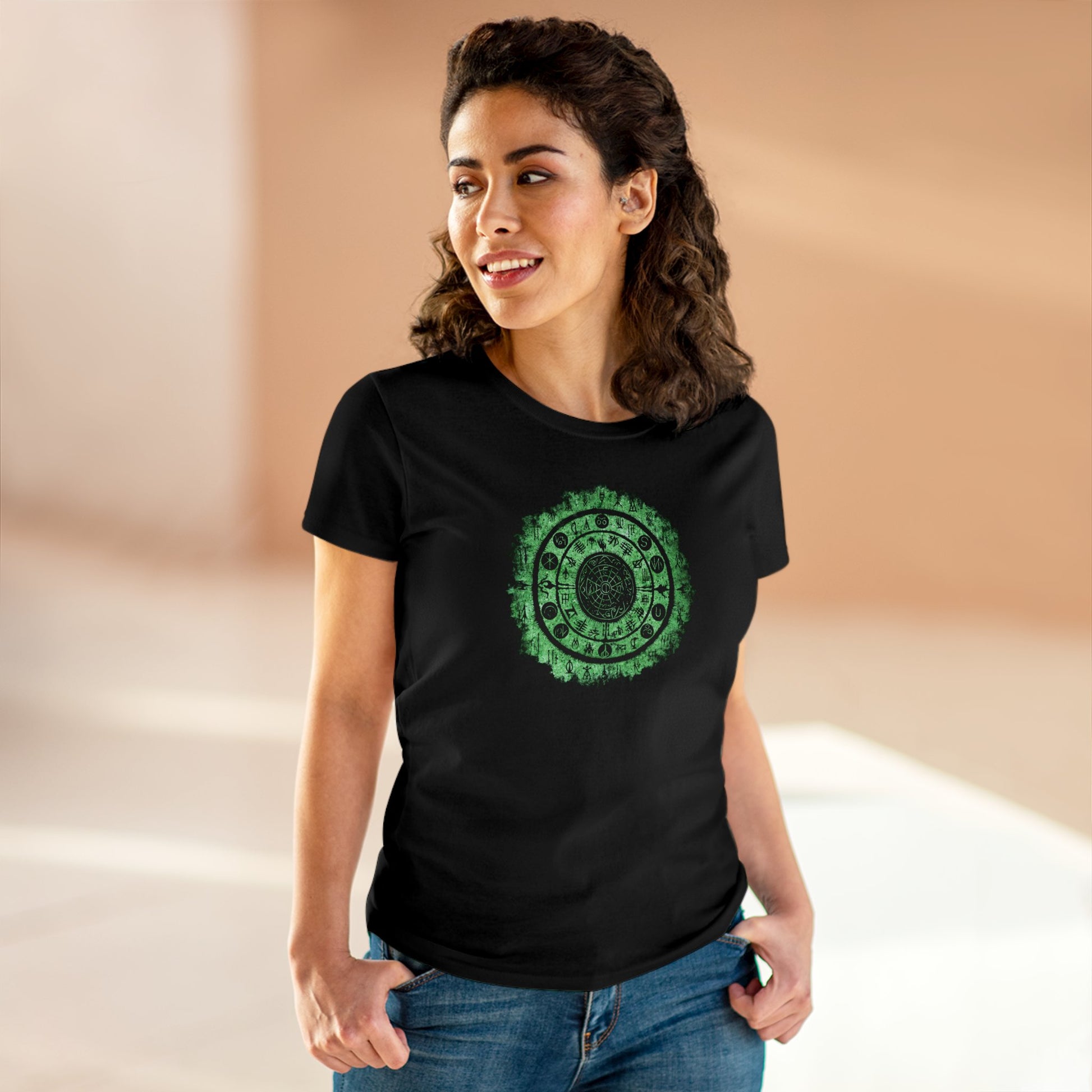 Women's T-shirt Witchcraft Seal in Green - Frogos Design