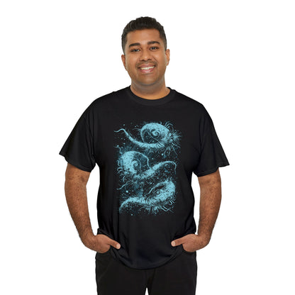 Unisex T-shirt Cosmic Worms in Blue - Frogos Design