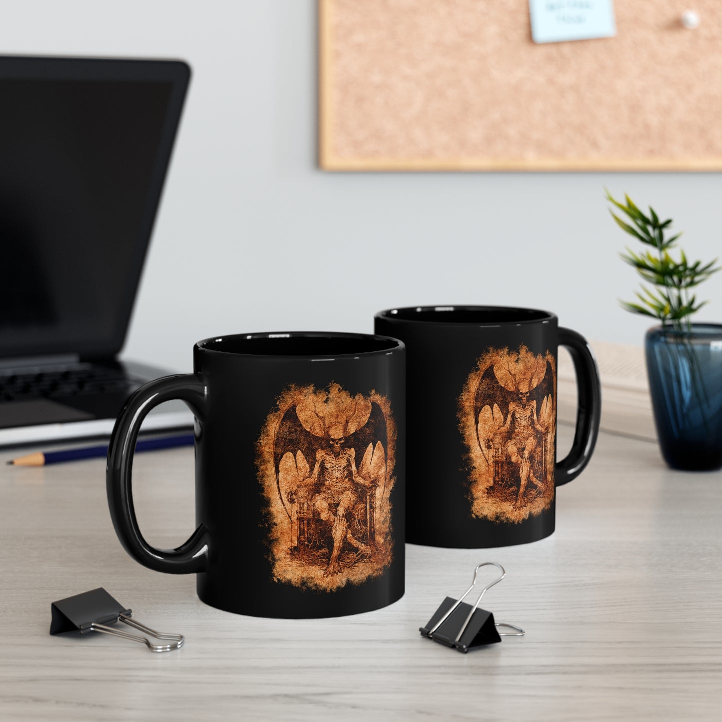 Mug Devil on his Throne in Hell in Orange - Frogos Design