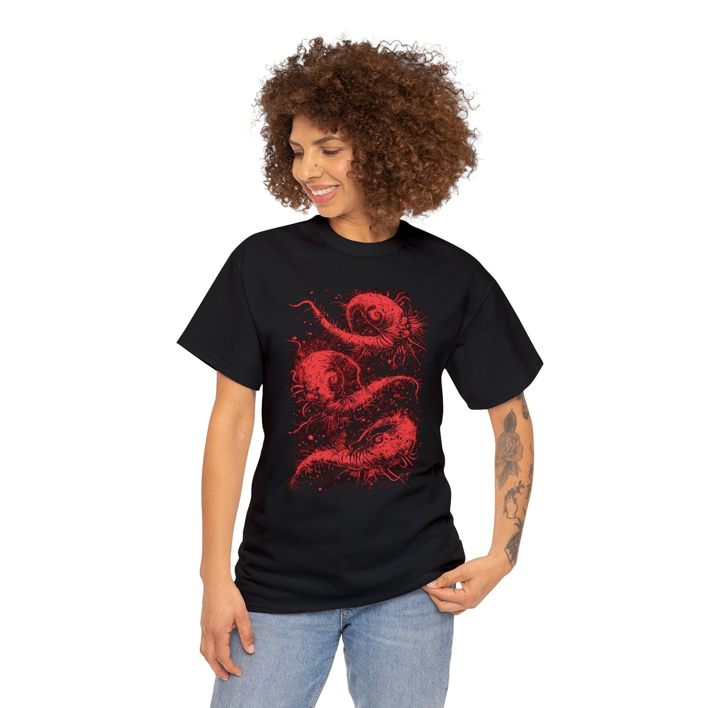 Unisex T-shirt Cosmic Worms in Red - Frogos Design