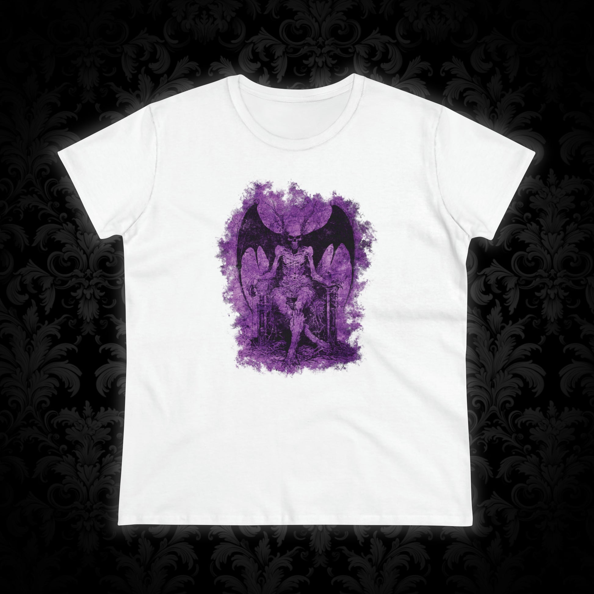 Women's T-shirt Devil on his Throne in Purple - Frogos Design