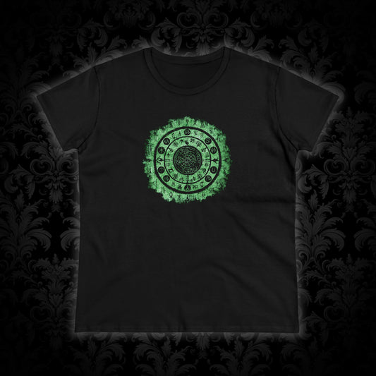 Women's T-shirt Witchcraft Seal in Green - Frogos Design