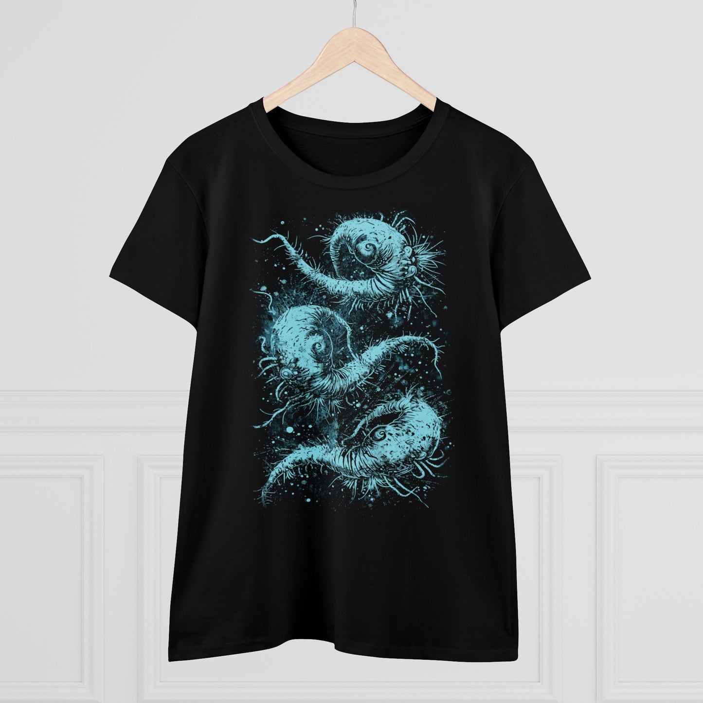 Women's T-shirt Cosmic Worms in Blue - Frogos Design
