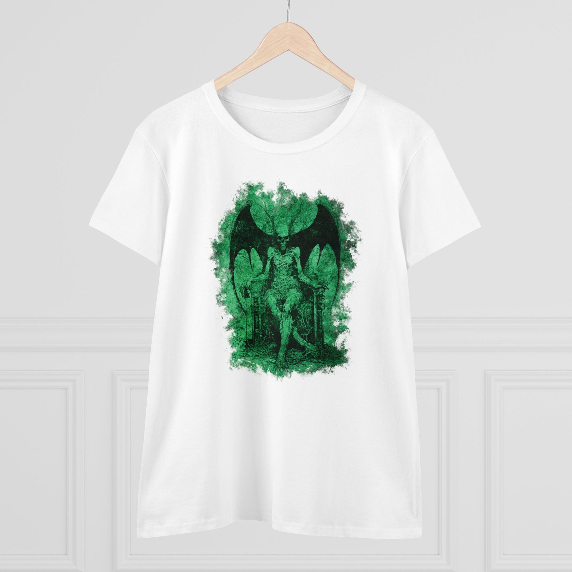 Women's T-shirt Devil on his Throne in Green - Frogos Design