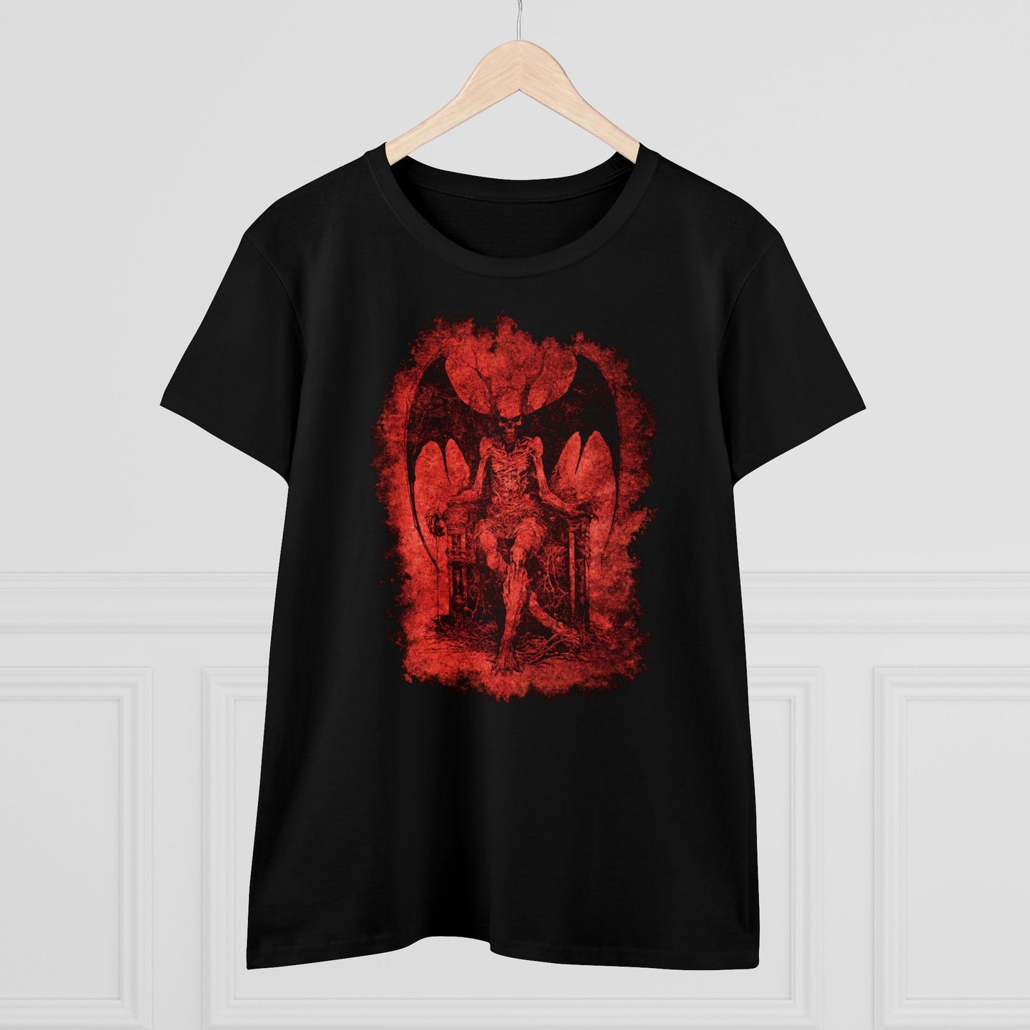 Women's T-shirt Devil on his Throne in Red - Frogos Design