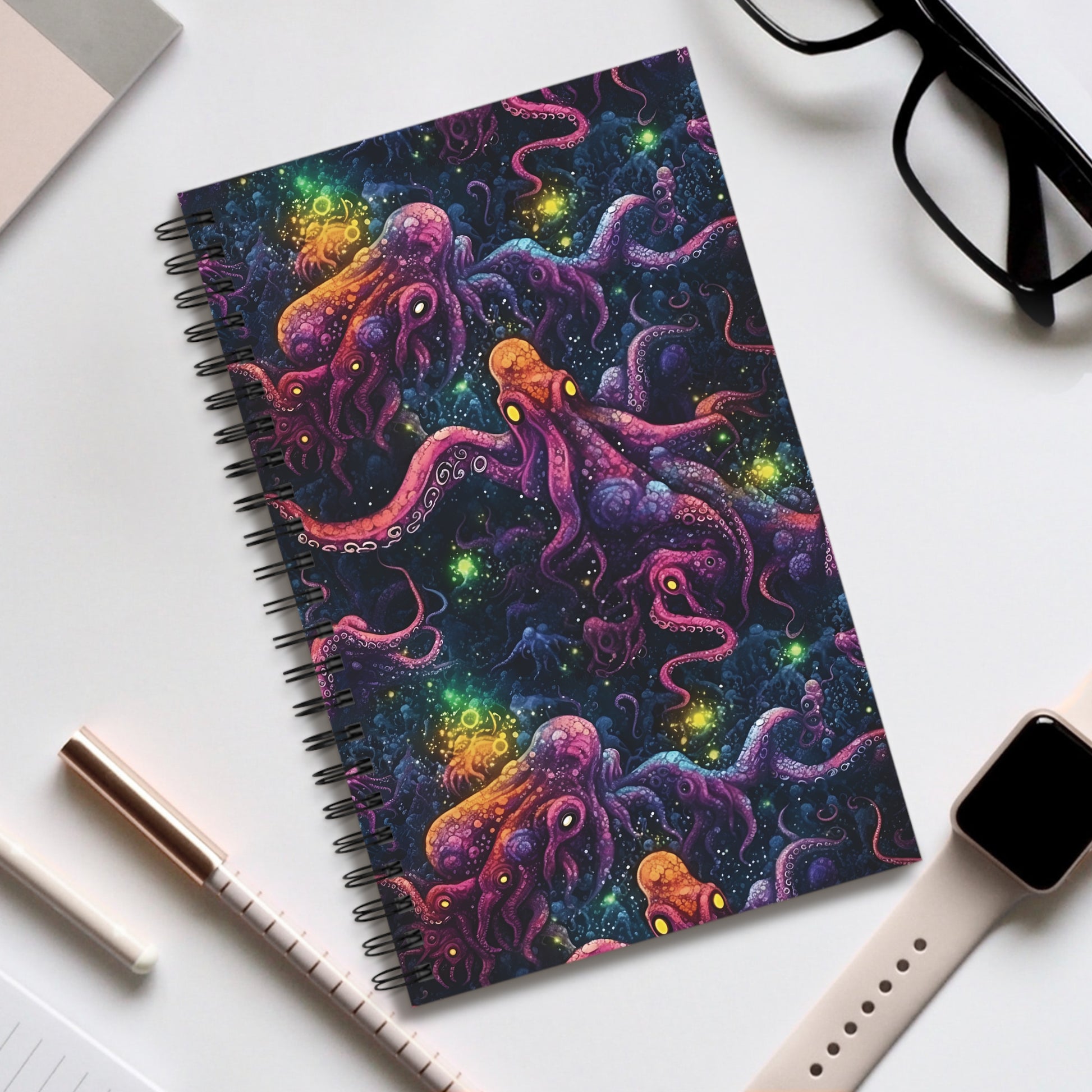 Spiral Notebook Purple Cosmic Tentacles - Frogos Design