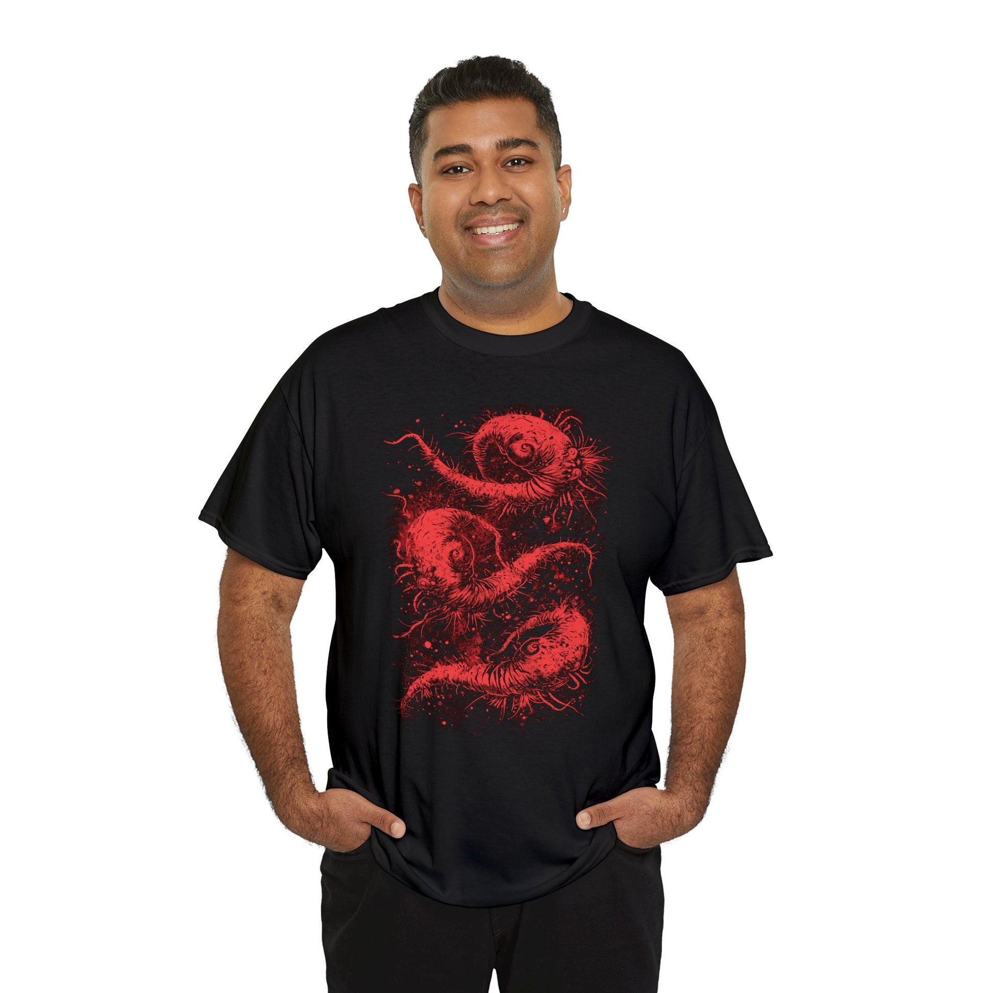 Unisex T-shirt Cosmic Worms in Red - Frogos Design