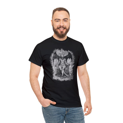 Unisex T-shirt Devil on his Throne in Grey - Frogos Design