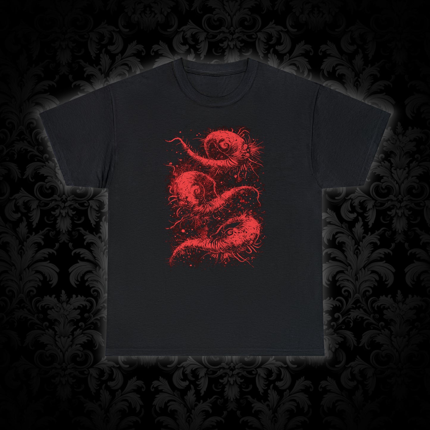 Unisex T-shirt Cosmic Worms in Red - Frogos Design