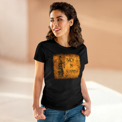 Women's T-shirt Back in Business in Beige - Frogos Design