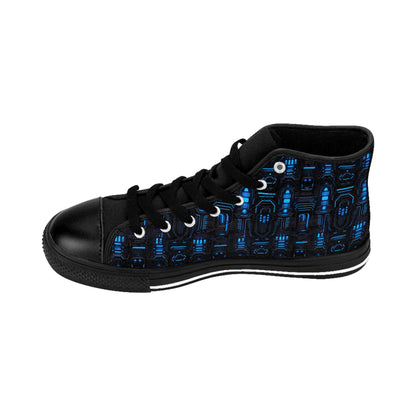 Classic Sneakers Dark Alien Structures in Blue - Frogos Design