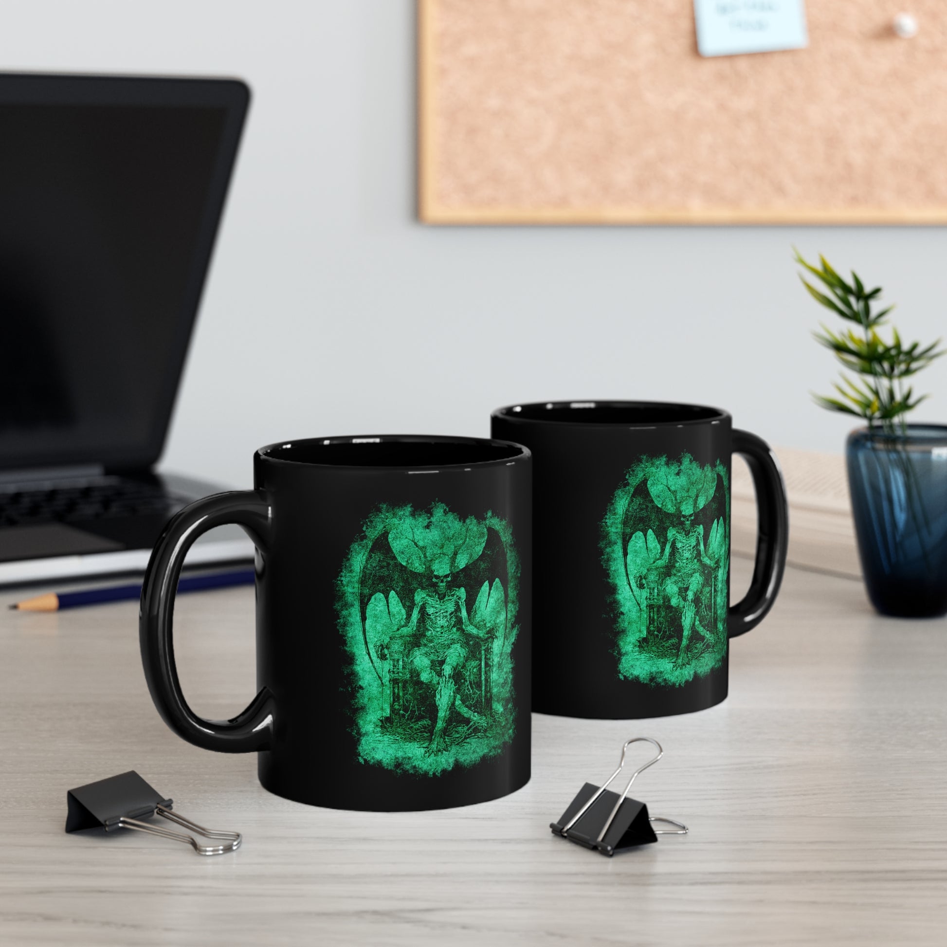 Mug Devil on his Throne in Hell in Green - Frogos Design