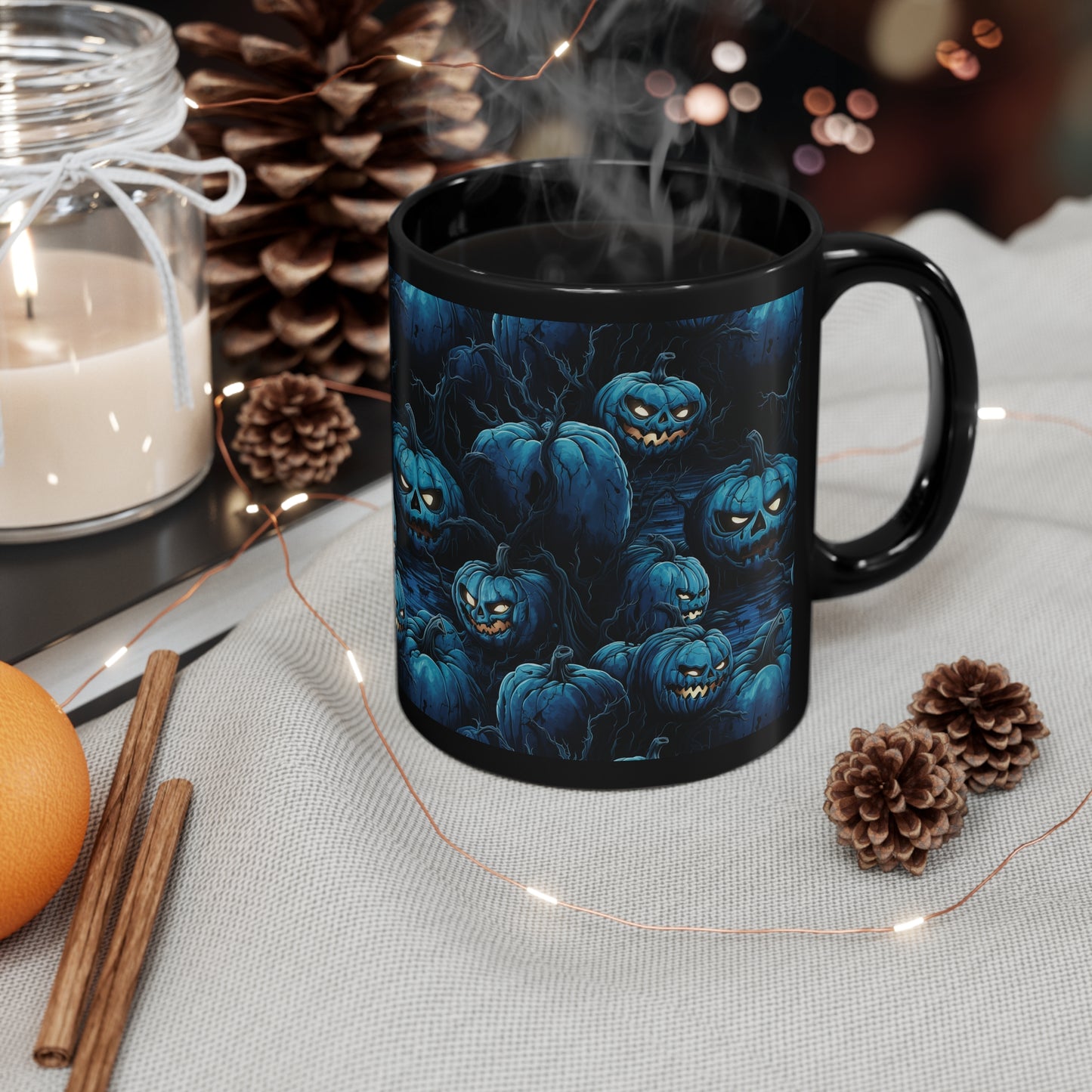 Mug Spooky Blue Halloween Pumpkins - Frogos Design