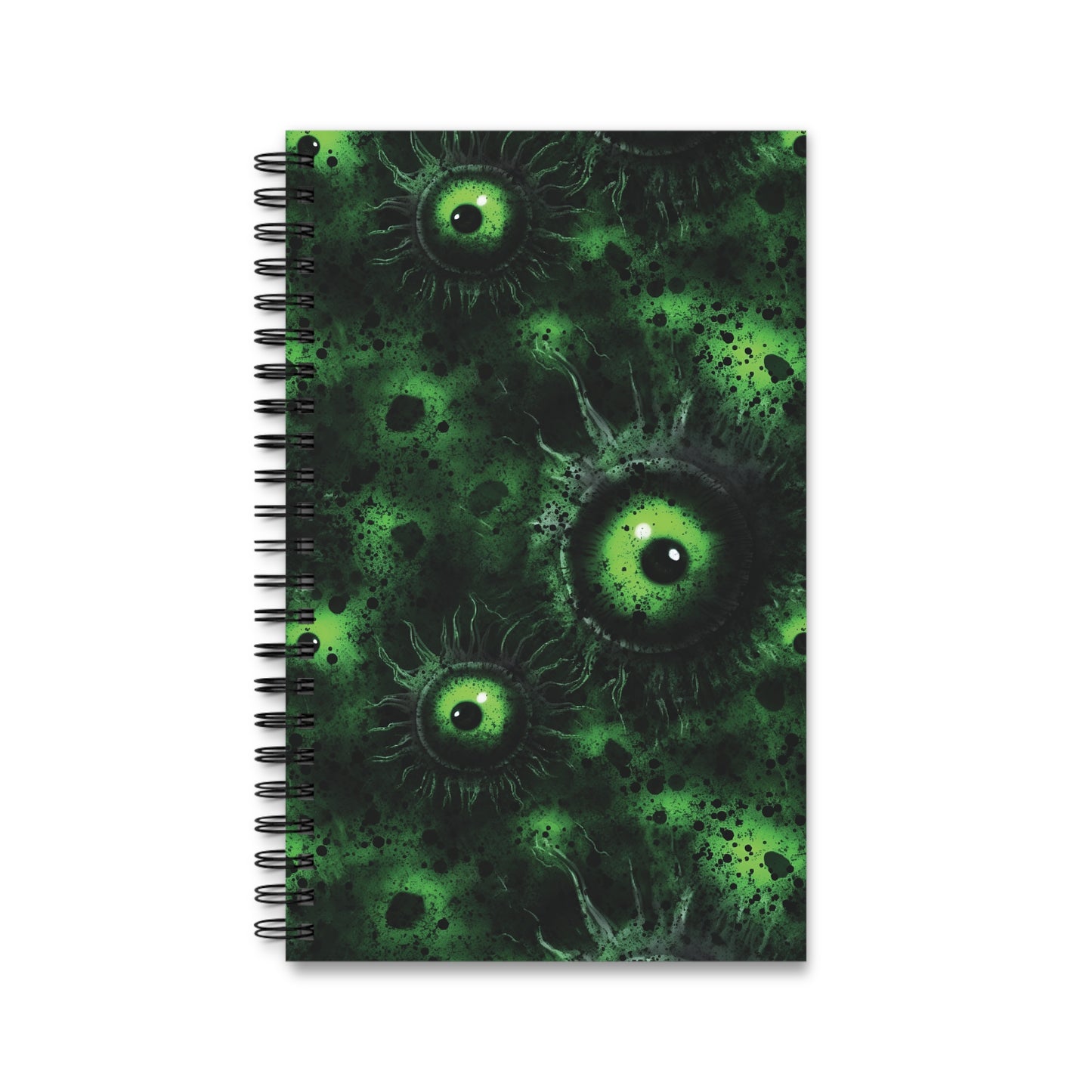 Spiral Notebook Greeny Lurking Eyes - Frogos Design